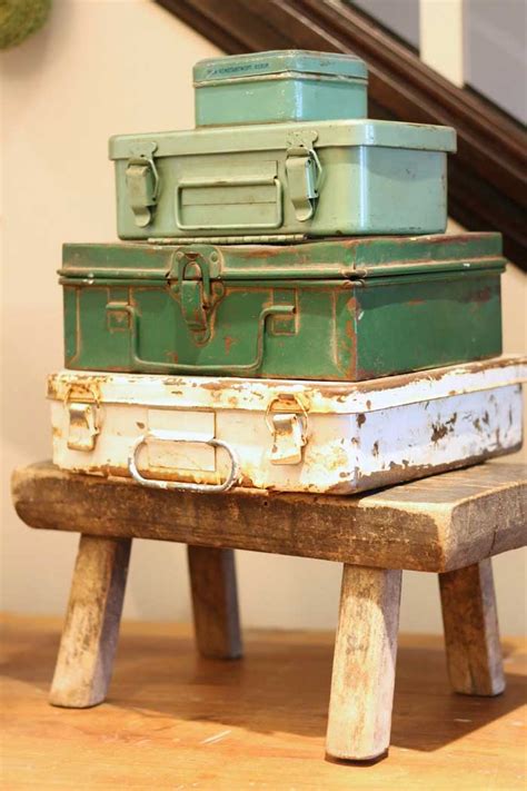 decorating with old metal tool boxes|old tool box ideas.